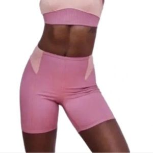 NWT- For Love & Lemons Dani Ribbed Biker Short Mauve Pink Color Block